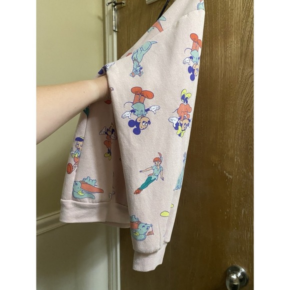 Disney 100 Womens SWEATSHIRT, XL 15-17, Pink, Donald Duck, Dumbo, Peter Pan - Picture 11 of 12